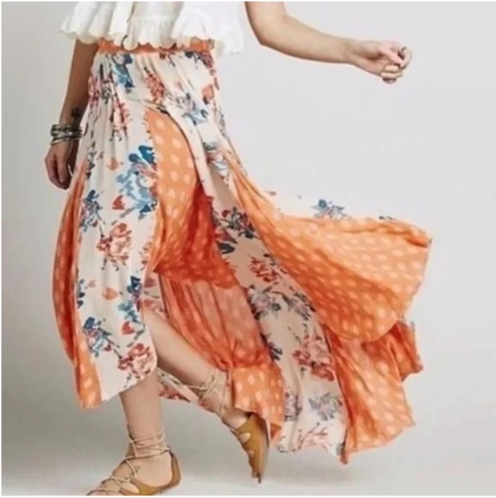 Free People Patchwork Panel Raw Hem Maxi Uneven H… - image 1